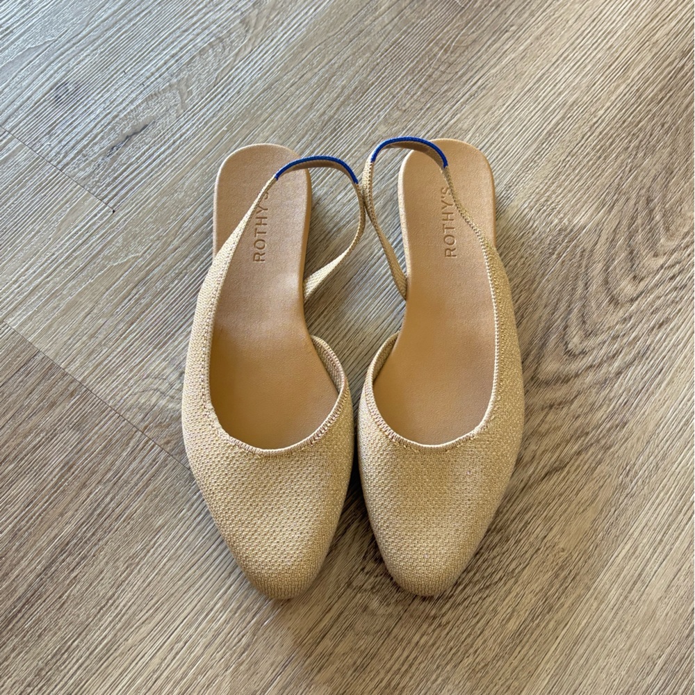 Rothy's The Almond Toe Slingback Flat In Metallic Prosecco Comfort Casual 10 - Picture 6 of 9